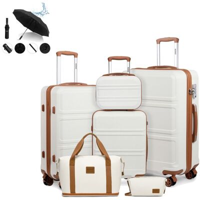 Set de valises - KONO - Set 6 pièces (55/65/74 cm) - Coque rigide ABS - 4 roulettes 360° - Cadenas TSA Blanc - Publicité Set de valises - KONO - Set 6 pièces (55/65/74 cm) - Coque rigide ABS - 4 roulettes 360° - Cadenas TSA Blanc - Publicité