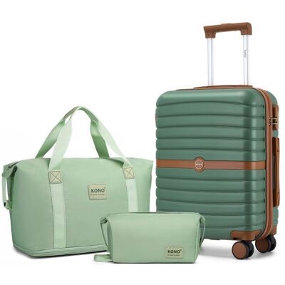 Kono Set de 3 Valises de Voyage 66 cm à 4 Roulettes avec Serrure à Code + Sac de Voyage Pliable et Trousse de Maquillage Vert Vert - Publicité Kono Set de 3 Valises de Voyage 66 cm à 4 Roulettes avec Serrure à Code + Sac de Voyage Pliable et Trousse de Maquillage Vert Vert - Publicité