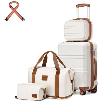 Set de valises cabine - KONO - 4 pièces - Rigide ABS - 51 cm - Cadenas TSA - Crème Blanc - Publicité Set de valises cabine - KONO - 4 pièces - Rigide ABS - 51 cm - Cadenas TSA - Crème Blanc - Publicité