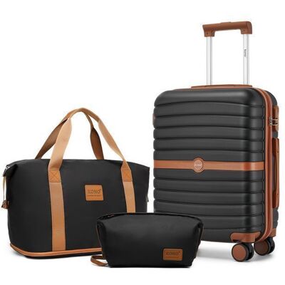 Kono Set de 3 Valises de Voyage 55cm Valise et 4 roulettes avec Serrure + Pliable Sac de Voyage avec Trousse de Maquillage Noir Noir - Publicité Kono Set de 3 Valises de Voyage 55cm Valise et 4 roulettes avec Serrure + Pliable Sac de Voyage avec Trousse de Maquillage Noir Noir - Publicité