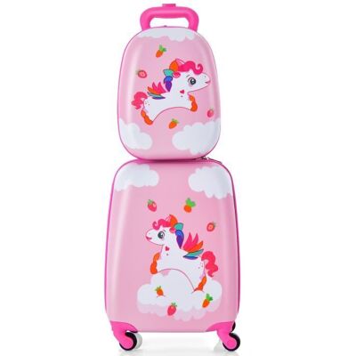COSTWAY Valise Enfant à Roulettes 16’’ + Sac à dos 12’’ Bagage Enfants avec Motif Cheval Arc-en-ciel pour Voyages en Avion Rose Rose - Publicité COSTWAY Valise Enfant à Roulettes 16’’ + Sac à dos 12’’ Bagage Enfants avec Motif Cheval Arc-en-ciel pour Voyages en Avion Rose Rose - Publicité