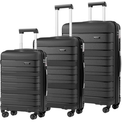 Kono Set 3 Valises Rigides (55/65/76cm) Ensemble Bagages Polypropylène Ultra Léger 4 Roulettes avec Serrure TSA Noir Noir - Publicité Kono Set 3 Valises Rigides (55/65/76cm) Ensemble Bagages Polypropylène Ultra Léger 4 Roulettes avec Serrure TSA Noir Noir - Publicité