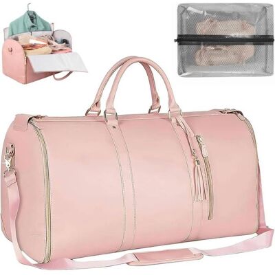 XJYDNCG Sac à vêtements de voyagesac de sport pour femme en cuir PU avec compartiment à chaussuressac de voyage imperméable Rose - Publicité XJYDNCG Sac à vêtements de voyagesac de sport pour femme en cuir PU avec compartiment à chaussuressac de voyage imperméable Rose - Publicité