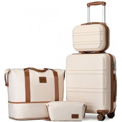 Set de bagages - KONO - Set 4 pièces - Valise cabine 51 cm - Coque polypropylène - Serrure TSA - 4 roues 360° - Beige Beige - Publicité Set de bagages - KONO - Set 4 pièces - Valise cabine 51 cm - Coque polypropylène - Serrure TSA - 4 roues 360° - Beige Beige - Publicité