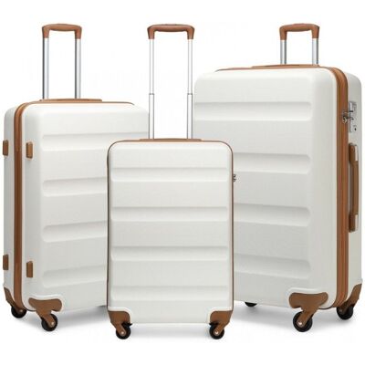 Kono Set de 3 Valises de Voyage (55/66/75cm) ABS Bagage à Main Trolley Rigide Légère Cabine avec 4 roulettes et Serrure TSA Crème Beige - Publicité Kono Set de 3 Valises de Voyage (55/66/75cm) ABS Bagage à Main Trolley Rigide Légère Cabine avec 4 roulettes et Serrure TSA Crème Beige - Publicité