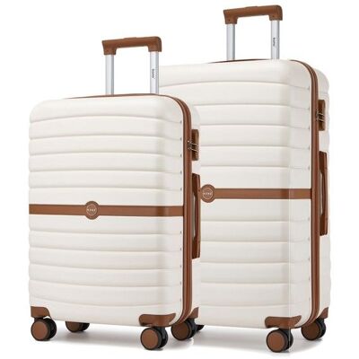 Kono Set de 2 Valises de Voyage Moyenne Grande Rigides (66/76cm) ABS + PC - Valise Cabine 4 Roues & Serrure de Sécurité Crème Blanc - Publicité Kono Set de 2 Valises de Voyage Moyenne Grande Rigides (66/76cm) ABS + PC - Valise Cabine 4 Roues & Serrure de Sécurité Crème Blanc - Publicité