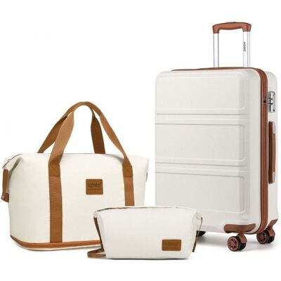 Valise de voyage rigide - KONO - Set 3 pièces - Cabine 51.5x38x21 cm - Coque ABS - 4 roulettes 360° - Cadenas TSA Blanc - Publicité Valise de voyage rigide - KONO - Set 3 pièces - Cabine 51.5x38x21 cm - Coque ABS - 4 roulettes 360° - Cadenas TSA Blanc - Publicité