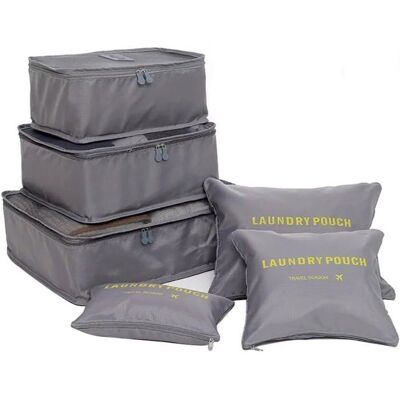 NOVAGO Sacs de voyage - Noname - Lot de 6 - Imperméable - Nylon - Motifs imprimés gris Gris - Publicité NOVAGO Sacs de voyage - Noname - Lot de 6 - Imperméable - Nylon - Motifs imprimés gris Gris - Publicité