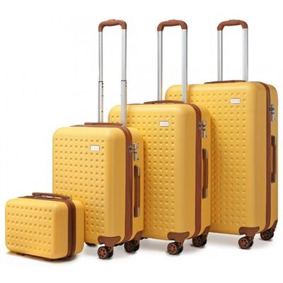 Kono Set de 4 Valises Rigide Trolley Bagages ABS Valise de Voyage (13/20/24/28cm) Cabine à Main 4 roulettes et Serrure TSA Jaune Jaune - Publicité Kono Set de 4 Valises Rigide Trolley Bagages ABS Valise de Voyage (13/20/24/28cm) Cabine à Main 4 roulettes et Serrure TSA Jaune Jaune - Publicité