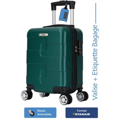 Valise cabine (Trolley) - ADC - Trolley 40x30x20 cm - ABS rigide léger - 4 roues amovibles 360° - 2 3 kg Vert - Publicité Valise cabine (Trolley) - ADC - Trolley 40x30x20 cm - ABS rigide léger - 4 roues amovibles 360° - 2 3 kg Vert - Publicité