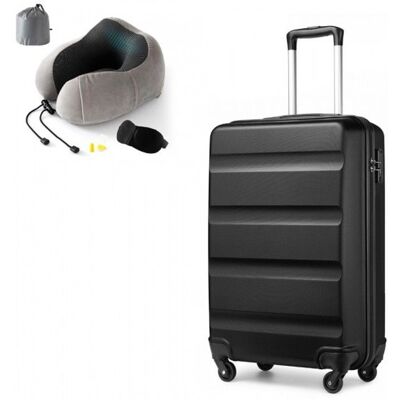 Kono Valise de Cabine 55x38x20cm Valise rigides Légères avec Trolley en ABS Valises de Soute à 4 roulettes+Oreiller de Voyage Noir Noir - Publicité Kono Valise de Cabine 55x38x20cm Valise rigides Légères avec Trolley en ABS Valises de Soute à 4 roulettes+Oreiller de Voyage Noir Noir - Publicité