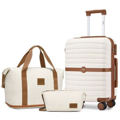 Set de 3 valises de voyage - KONO - Set 3 pièces - Valise cabine 55x40x20 cm - 4 roulettes 360° - Cadenas à combinaison Blanc - Publicité Set de 3 valises de voyage - KONO - Set 3 pièces - Valise cabine 55x40x20 cm - 4 roulettes 360° - Cadenas à combinaison Blanc - Publicité