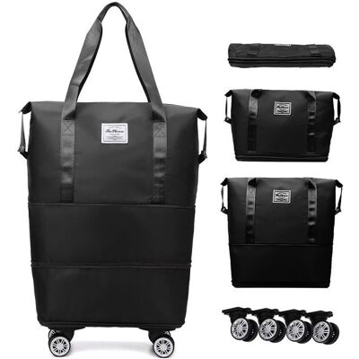 BYONDSELF Sac de Voyage à Roulettes 45L-80L Pliable à Trois Couches Extensible Pliable Duffle Bag avec 4 Roues pour Les Vacances et Le Sport Noir - Publicité BYONDSELF Sac de Voyage à Roulettes 45L-80L Pliable à Trois Couches Extensible Pliable Duffle Bag avec 4 Roues pour Les Vacances et Le Sport Noir - Publicité