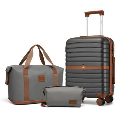 Kono Set de 3 Valises de Voyage 76.5cm Valise et 4 roulettes avec Serrure + Pliable Sac de Voyage avec Trousse de Maquillage Gris Gris - Publicité Kono Set de 3 Valises de Voyage 76.5cm Valise et 4 roulettes avec Serrure + Pliable Sac de Voyage avec Trousse de Maquillage Gris Gris - Publicité