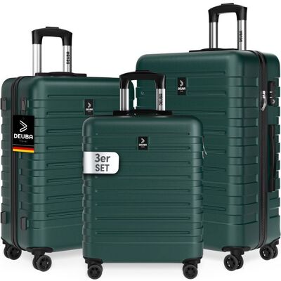 Set de 3x Valises Rigides M L XL DEUBA® Coque ABS Résistante & Légère 4 Roues Doubles 360° Poignée Télescopique - Vert fonçé Vert - Publicité Set de 3x Valises Rigides M L XL DEUBA® Coque ABS Résistante & Légère 4 Roues Doubles 360° Poignée Télescopique - Vert fonçé Vert - Publicité