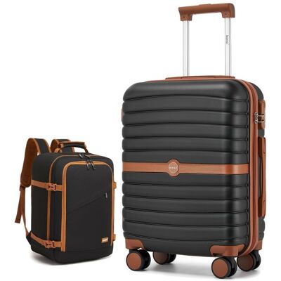 Kono Set de 2 Valises de Voyage Valise Cabine 55x40x30cm 4 Roulettes avec Serrure à Combinaison + Sac à Dos Voyage 40x20x30 cm Noir Noir - Publicité Kono Set de 2 Valises de Voyage Valise Cabine 55x40x30cm 4 Roulettes avec Serrure à Combinaison + Sac à Dos Voyage 40x20x30 cm Noir Noir - Publicité