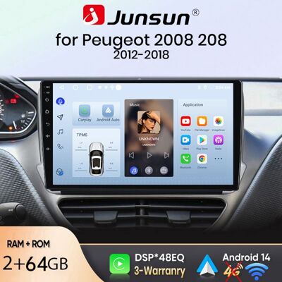 NOBRAND Junsun Autoradio GPS Navigation Android 14 pour Peugeot 2008 208 2012-2018 10 pouces HD 2+64GB CarPlay Android Auto WiFi Bluetooth - Publicité NOBRAND Junsun Autoradio GPS Navigation Android 14 pour Peugeot 2008 208 2012-2018 10 pouces HD 2+64GB CarPlay Android Auto WiFi Bluetooth - Publicité