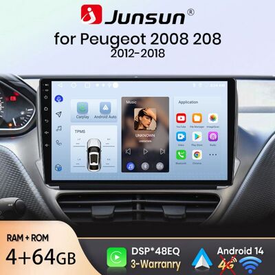NOBRAND Junsun Autoradio GPS Navigation Android 14 pour Peugeot 2008 208 2012-2018 10 pouces HD 4+64GB CarPlay Android Auto WiFi Bluetooth - Publicité NOBRAND Junsun Autoradio GPS Navigation Android 14 pour Peugeot 2008 208 2012-2018 10 pouces HD 4+64GB CarPlay Android Auto WiFi Bluetooth - Publicité