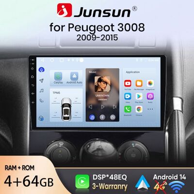 NOBRAND Junsun Autoradio GPS Navigation Android 14 pour Peugeot 3008 2009-2015 9 pouces HD 4+64GB CarPlay Android Auto WiFi Bluetooth - Publicité NOBRAND Junsun Autoradio GPS Navigation Android 14 pour Peugeot 3008 2009-2015 9 pouces HD 4+64GB CarPlay Android Auto WiFi Bluetooth - Publicité