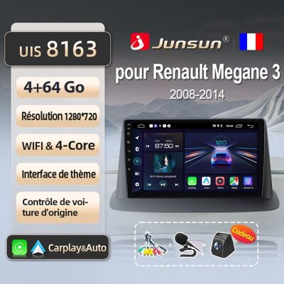 NOBRAND Junsun Autoradio GPS Navigation Android 13 pour MEGANE3 2008-2014 9 pouces HD 4+64GB CarPlay Android Auto WiFi Bluetooth RDS DSP - Publicité NOBRAND Junsun Autoradio GPS Navigation Android 13 pour MEGANE3 2008-2014 9 pouces HD 4+64GB CarPlay Android Auto WiFi Bluetooth RDS DSP - Publicité