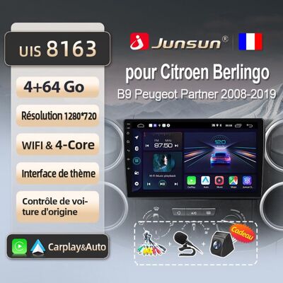 Autoradio Junsun - NOBRAND - Citroen Berlingo B9 2008-2019 - 4Go RAM - 64Go Stockage - WIFI Carplay GPS - Publicité Autoradio Junsun - NOBRAND - Citroen Berlingo B9 2008-2019 - 4Go RAM - 64Go Stockage - WIFI Carplay GPS - Publicité