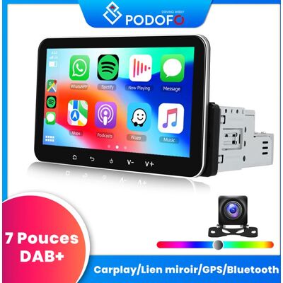 Autoradio 1DIN - PODOFO - 7 pouces - Wireless CarPlay & Android Auto - GPS Bluetooth DAB+ Gris - Publicité Autoradio 1DIN - PODOFO - 7 pouces - Wireless CarPlay & Android Auto - GPS Bluetooth DAB+ Gris - Publicité