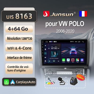 NOBRAND Junsun Autoradio GPS Navigation Android 13 pour Volkswagen POLO 5 sedan 2008-2020 9 pouces HD 4+64GB CarPlay Android Auto WiFi BT FM - Publicité NOBRAND Junsun Autoradio GPS Navigation Android 13 pour Volkswagen POLO 5 sedan 2008-2020 9 pouces HD 4+64GB CarPlay Android Auto WiFi BT FM - Publicité