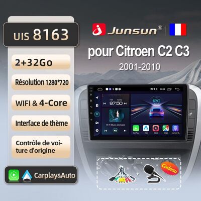 NOBRAND Junsun 2Go 32Go WIFI adaptateur autoradio pour Citroen C2 C3 2001-2010 accessoire autoradio android voiture carplay GPS - Publicité NOBRAND Junsun 2Go 32Go WIFI adaptateur autoradio pour Citroen C2 C3 2001-2010 accessoire autoradio android voiture carplay GPS - Publicité