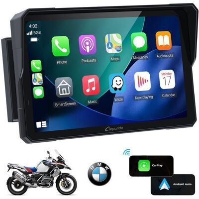 CARPURIDE W702B Autoradio 7écran CarPlay sans fil et Android Auto pour BMW moto étanche IP67 navigation Bluetooth Noir - Publicité CARPURIDE W702B Autoradio 7écran CarPlay sans fil et Android Auto pour BMW moto étanche IP67 navigation Bluetooth Noir - Publicité
