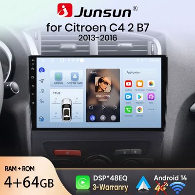 NOBRAND Junsun Autoradio GPS Navigation Android 14 pour Citroen C4 2 B7 2013-2016 10 pouces HD 4+64GB CarPlay Android Auto WiFi Bluetooth - Publicité NOBRAND Junsun Autoradio GPS Navigation Android 14 pour Citroen C4 2 B7 2013-2016 10 pouces HD 4+64GB CarPlay Android Auto WiFi Bluetooth - Publicité