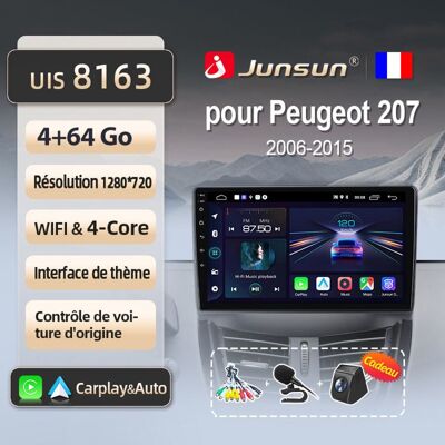 Autoradio Junsun - NOBRAND - Peugeot 207 207CC - 4Go RAM - 64Go Stockage - WIFI Carplay GPS - Publicité Autoradio Junsun - NOBRAND - Peugeot 207 207CC - 4Go RAM - 64Go Stockage - WIFI Carplay GPS - Publicité