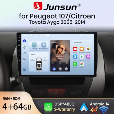 NOBRAND Junsun Autoradio GPS Navigation Android 14 pour Peugeot 107 2005-2011 10 pouces HD 4+64GB CarPlay Android Auto WiFi Bluetooth - Publicité NOBRAND Junsun Autoradio GPS Navigation Android 14 pour Peugeot 107 2005-2011 10 pouces HD 4+64GB CarPlay Android Auto WiFi Bluetooth - Publicité