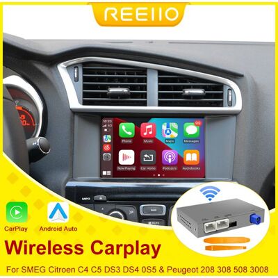 REEIIO Wireless Carplay and Android Auto module for Peugeot 208 308 508 3008 C4 DS3 DS4 DS5 SMEG System Mirror Link Multimedi Blanc - Publicité REEIIO Wireless Carplay and Android Auto module for Peugeot 208 308 508 3008 C4 DS3 DS4 DS5 SMEG System Mirror Link Multimedi Blanc - Publicité