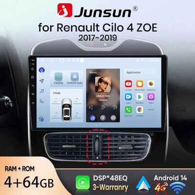 NOBRAND Junsun Autoradio GPS Navigation Android 14 pour Renault Clio 4 ZOE 2016-2019 10 pouces HD 4+64GB CarPlay Android Auto WiFi Bluetooth - Publicité NOBRAND Junsun Autoradio GPS Navigation Android 14 pour Renault Clio 4 ZOE 2016-2019 10 pouces HD 4+64GB CarPlay Android Auto WiFi Bluetooth - Publicité