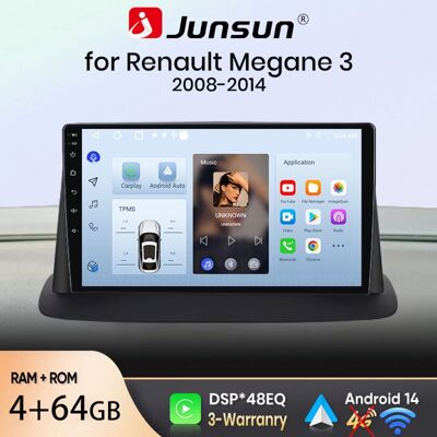 NOBRAND Junsun Autoradio GPS Navigation Android 14 pour MEGANE3 2008-2014 9 pouces HD 4+64GB CarPlay Android Auto WiFi Bluetooth - Publicité NOBRAND Junsun Autoradio GPS Navigation Android 14 pour MEGANE3 2008-2014 9 pouces HD 4+64GB CarPlay Android Auto WiFi Bluetooth - Publicité
