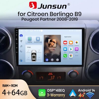 NOBRAND Junsun Autoradio GPS Navigation Android 14 pour Citroen Berlingo B9 2008-2019 9 pouces HD 4+64GB CarPlay Android Auto WiFi Bluetooth - Publicité NOBRAND Junsun Autoradio GPS Navigation Android 14 pour Citroen Berlingo B9 2008-2019 9 pouces HD 4+64GB CarPlay Android Auto WiFi Bluetooth - Publicité
