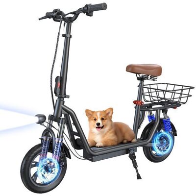 Trottinette Électrique iScooter adulte i12 avec Siège 500W Autonomie 35km 42V7.5Ah 12 120kg Double absorption des choc Noir - Publicité Trottinette Électrique iScooter adulte i12 avec Siège 500W Autonomie 35km 42V7.5Ah 12 120kg Double absorption des choc Noir - Publicité