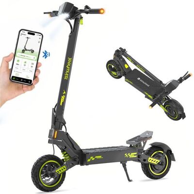 ISINWHEEL Trottinette électrique Tout terrain D1-1200W-48V 10Ah -10 tout terrain -Double suspension-40 km+ Pliable-APP Vert - Publicité ISINWHEEL Trottinette électrique Tout terrain D1-1200W-48V 10Ah -10 tout terrain -Double suspension-40 km+ Pliable-APP Vert - Publicité