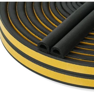 AIMOONSA Joint détanchéité D-profil 9×6 mm en EPDM mousse adhésif puissant insonorisant – lot de 2 Noir - Publicité AIMOONSA Joint détanchéité D-profil 9×6 mm en EPDM mousse adhésif puissant insonorisant – lot de 2 Noir - Publicité