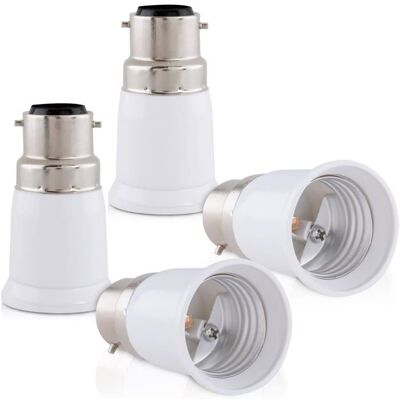 Adaptateur de douille - AIMOONSA - B22→E27 (Pack 4) - Convertisseur B22 vers E27 - Compatible LED/halogène - Installation facile - Publicité Adaptateur de douille - AIMOONSA - B22→E27 (Pack 4) - Convertisseur B22 vers E27 - Compatible LED/halogène - Installation facile - Publicité