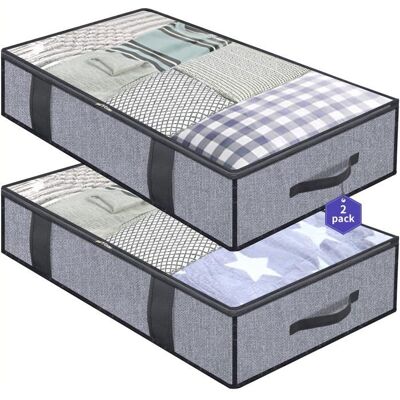 HANDEIU Sac de Rangement sous Lit Lot de 2Closet Organizer Sac SouplePliableSac Space Saver à 4 renforcé Poignées Gris - Publicité HANDEIU Sac de Rangement sous Lit Lot de 2Closet Organizer Sac SouplePliableSac Space Saver à 4 renforcé Poignées Gris - Publicité