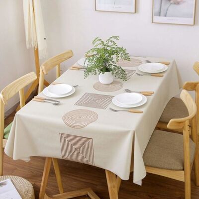 Nappe rectangulaire - AIMOONSA - 140x220 cm - Beige - Imperméable - Anti-tache Beige - Publicité Nappe rectangulaire - AIMOONSA - 140x220 cm - Beige - Imperméable - Anti-tache Beige - Publicité