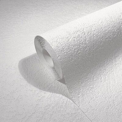 Papier peint intissé blanc texturé AIMOONSA 053 x 10 m - aspect plâtre à coller Blanc - Publicité Papier peint intissé blanc texturé AIMOONSA 053 x 10 m - aspect plâtre à coller Blanc - Publicité
