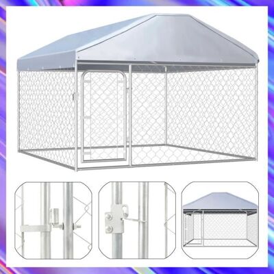 FAFEICY Chenil extérieur pour chiens - yapidgbuy© - 200 x 200 x 135 cm - argenté - cadre en acier galvanisé + tissu Gris - Publicité FAFEICY Chenil extérieur pour chiens - yapidgbuy© - 200 x 200 x 135 cm - argenté - cadre en acier galvanisé + tissu Gris - Publicité
