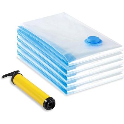 HANDEIU Sac Rangement Sous Vide AspirateurSac Vetement Reutilisableavec Pompe Manuelle 60x80cm-5pcs Bleu - Publicité HANDEIU Sac Rangement Sous Vide AspirateurSac Vetement Reutilisableavec Pompe Manuelle 60x80cm-5pcs Bleu - Publicité