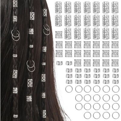 Bijoux Cheveux Tresse argent 80 Pièces Dreadlocks Perle Cheveux Métal Réglable Vikings Spiral Coils Bague Cheveux Annea QIEDOVIEY - Publicité Bijoux Cheveux Tresse argent 80 Pièces Dreadlocks Perle Cheveux Métal Réglable Vikings Spiral Coils Bague Cheveux Annea QIEDOVIEY - Publicité