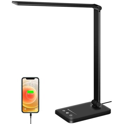 Lampe de bureau LED AIMOONSA - dimmable 10 niveaux 5 modes couleur tactile bras flexible port USB noir Noir - Publicité Lampe de bureau LED AIMOONSA - dimmable 10 niveaux 5 modes couleur tactile bras flexible port USB noir Noir - Publicité