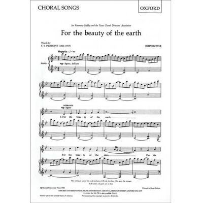For The Beauty Of The Earth - Partition pour 2 Vocals and Piano - Oxford University Press - Publicité For The Beauty Of The Earth - Partition pour 2 Vocals and Piano - Oxford University Press - Publicité