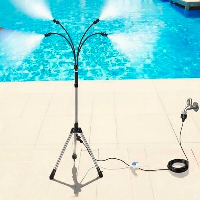 HANDEIU Système de brumisation portable pour extérieur avec base remplissable brumisateurs sur pied pour terrasse extérieure - Publicité HANDEIU Système de brumisation portable pour extérieur avec base remplissable brumisateurs sur pied pour terrasse extérieure - Publicité