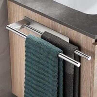 Porte-serviettes mural adhésif double bras en acier inoxydable argenté pour salle de bain et cuisine Marron - Publicité Porte-serviettes mural adhésif double bras en acier inoxydable argenté pour salle de bain et cuisine Marron - Publicité